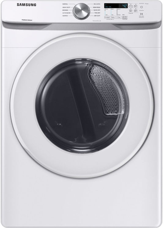 Samsung  DVE45T6020W 27 Inch Electric Dryer 7.5 Cu. Ft., Sensor Dry,Interior Drum Light, Reversible Door, 4-Way Venting, Lint Filter Indicator, 10 Dryer Programs, Bedding, Quick Dry, Sanitize, Wrinkle Prevent, Child Lock,New Open Box, White, ADA 369629