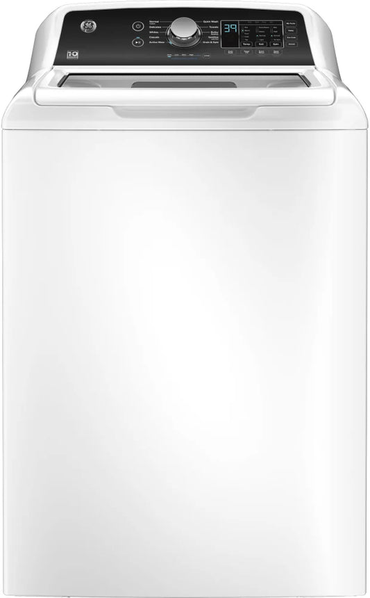 GE  GTW585BSVWS 27 Inch Top Load Washer 4.5 cu. ft., Water Level Control, My Cycle Setting, Eco Cold, Soak Rinse, Deep Fill, Dual Action Agitator, Custom Wash Settings, Quick Wash, and Auto Soak , 369658