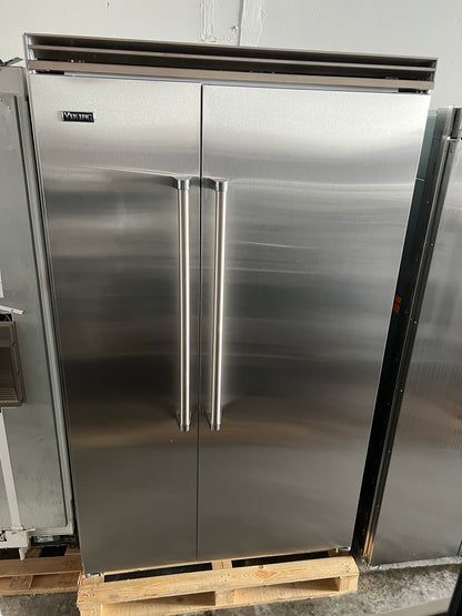 Viking 5 Series  VCSB5423SS 42 Inch Counter Depth Built-In Side by Side Refrigerator 25.32 Cu. Ft ProChill Temperature Management, New Spill proof Plus  Shelves, Plasma cluster Ion Air Purifier, ENERGY STAR,Stainless Steel New Open Box 369452