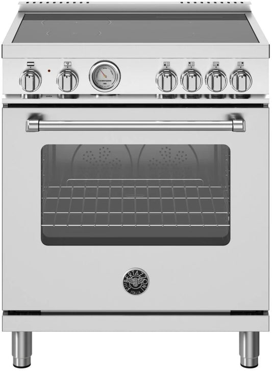 Bertazzoni Master Series  MAS304INMXV 30 Inch Freestanding Induction Range with 4 Elements, 4.6 cu. ft. Oven Capacity, Counter Depth Design, and European Convection Oven Stainless Steel , 369653